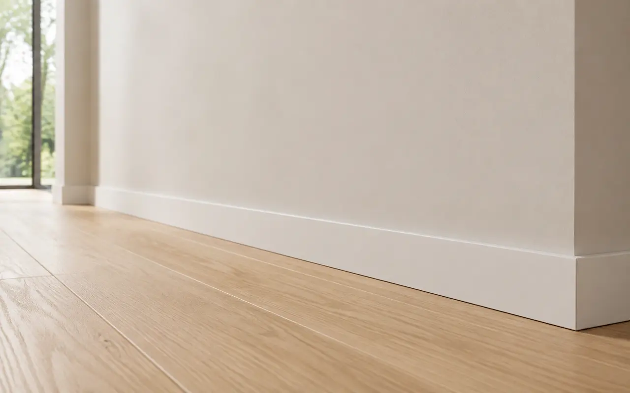 Lage moderne plint in een lichte kamer
