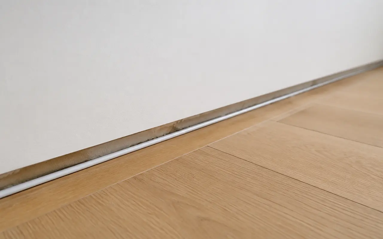 Grotere kier en kabel langs de onderzijde van de wand