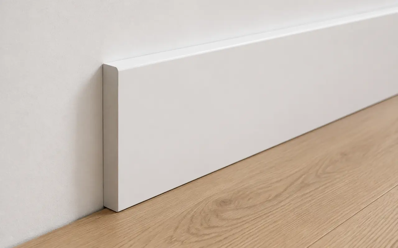 Normale strakke wandaansluiting met moderne MDF-plint