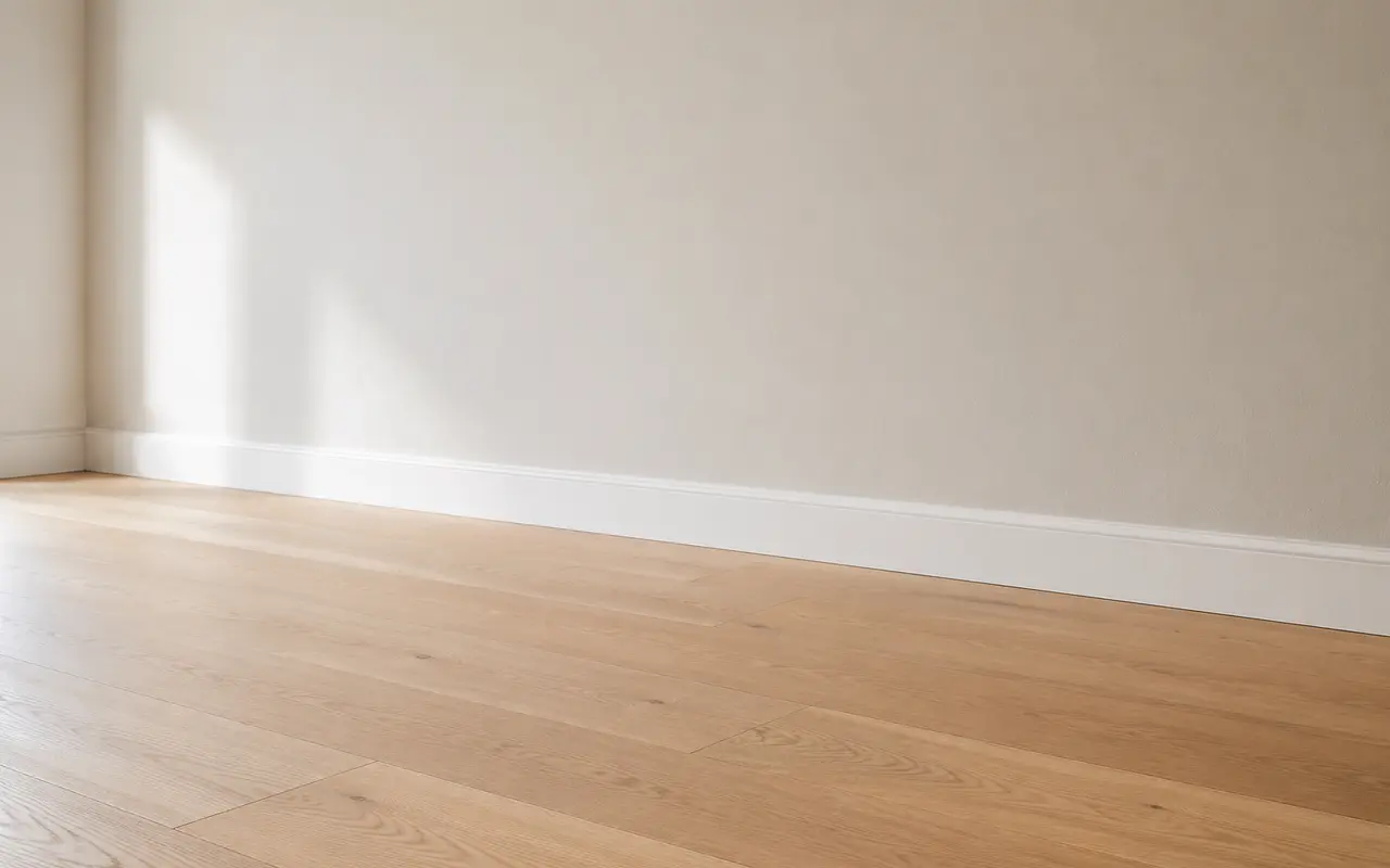 Dezelfde kamer met een lichte naturel eiken vloer